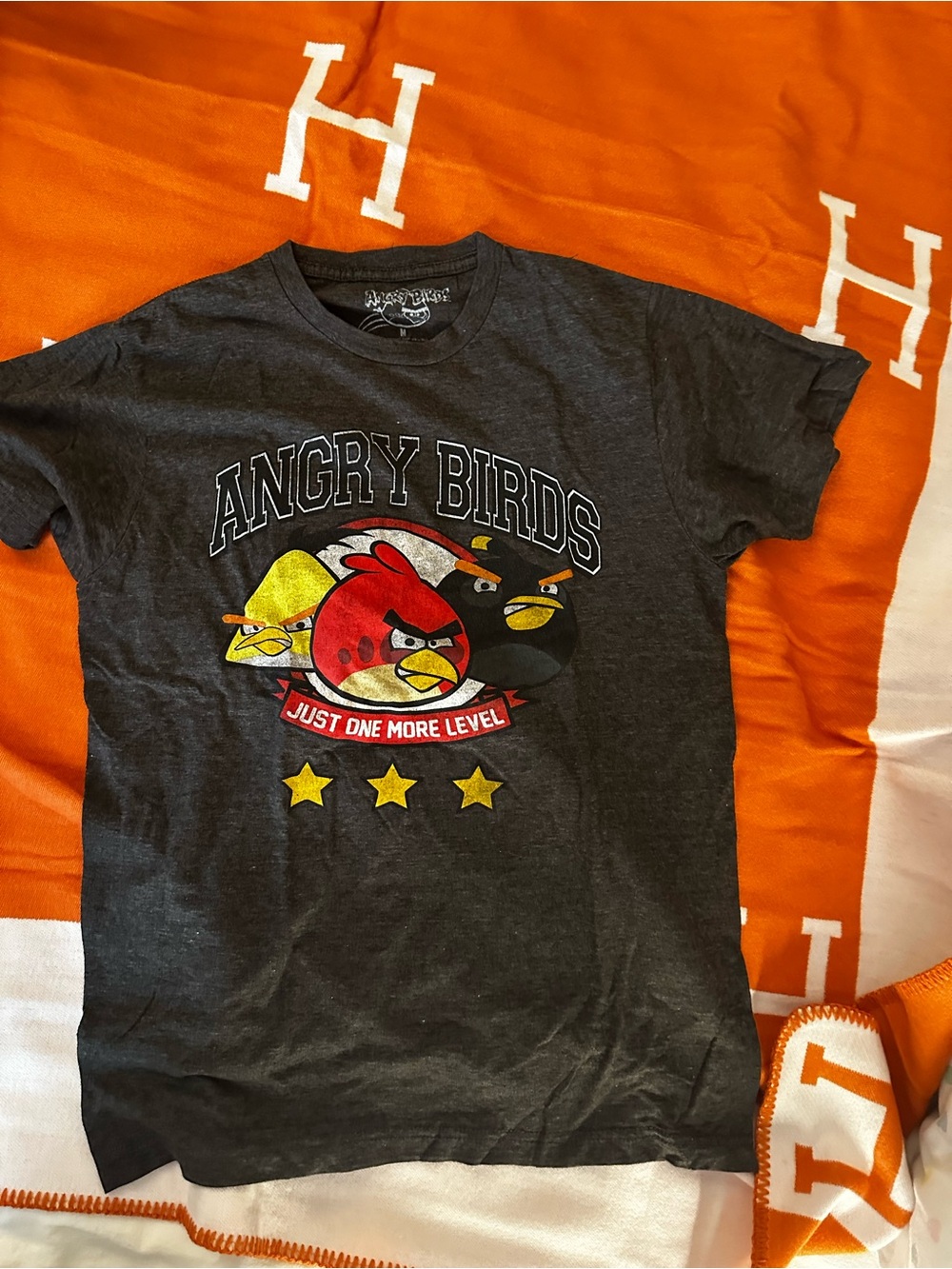 Graphic Tee - Black with Red & Yellow Characters angry birds